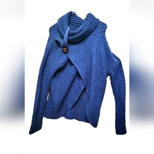 Zenana Outfitters Royal Blue Cowl Neck Sweater Womens Medium
